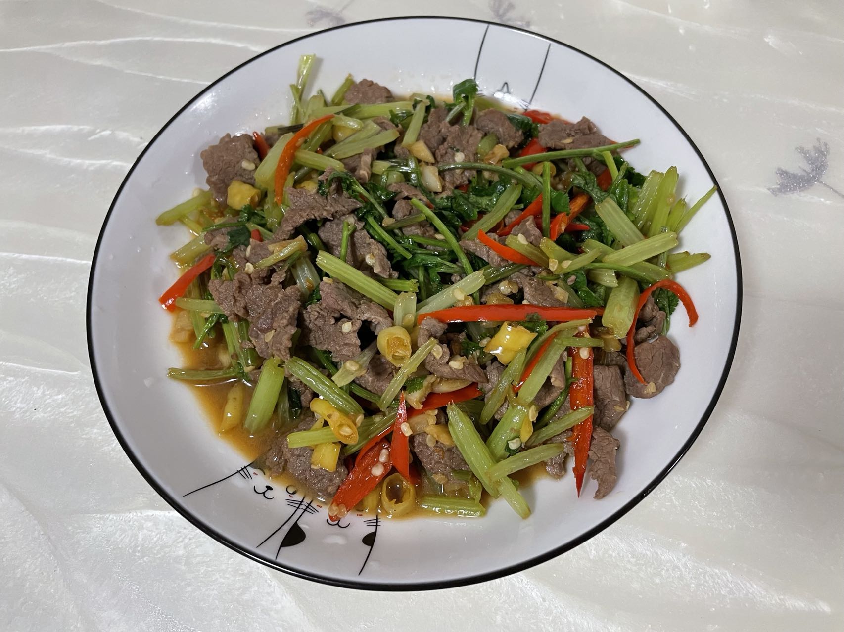 Finished Stir-Fried Yellow Beef