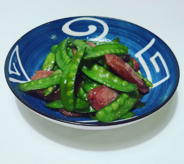 Stir-Fried Snow Peas with Chinese Sausage